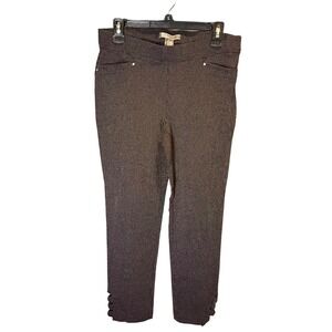 89th & Madison Womens Pants Size M Black White Polka Dot Cropped Side Slit